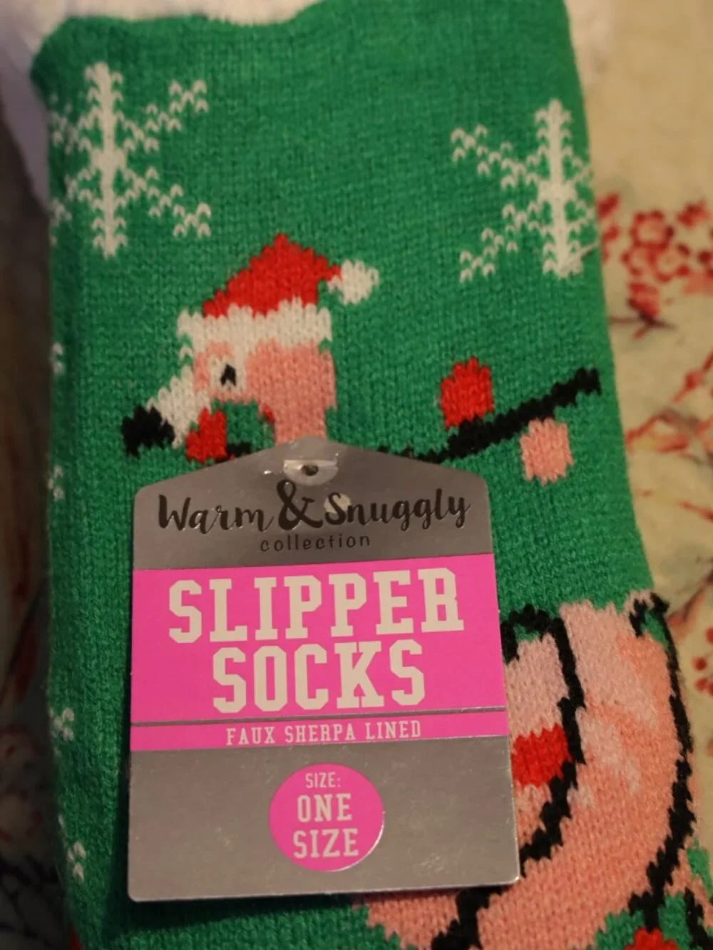 Warm & Snuggly Flamingo Christmas Slipper Socks